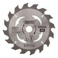 Draper TCT Cordless Construction Circular Saw Blade for Wood & Composites, 165 x