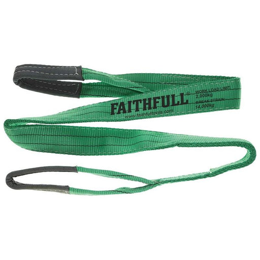 Faithfull Lifting Sling Green 2 Tonne 60mm x 2m Faithfull - Town Tools