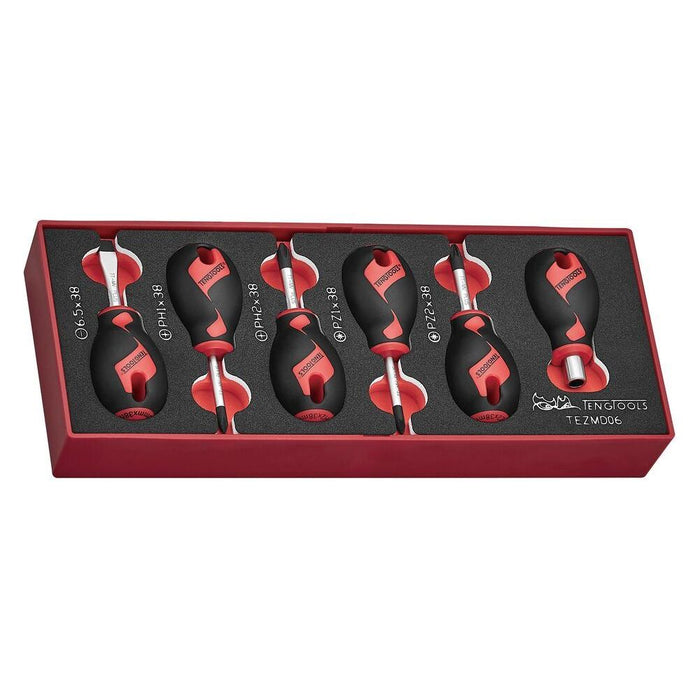 Teng Tools Stubby Screwdriver Set FOAMX2 6 Pieces Teng Tools - Town Tools 