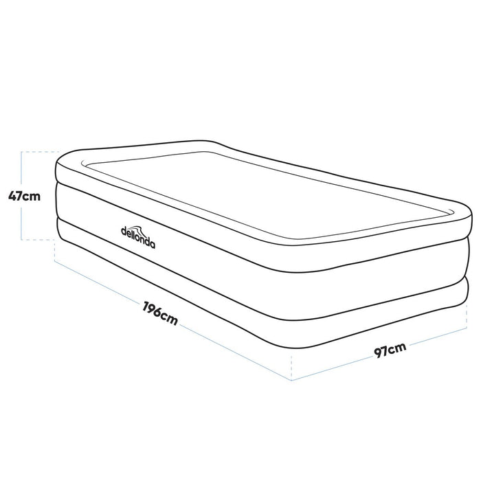 Dellonda Raised Air Bed with Removable Electric Pump & Storage Bag - Single