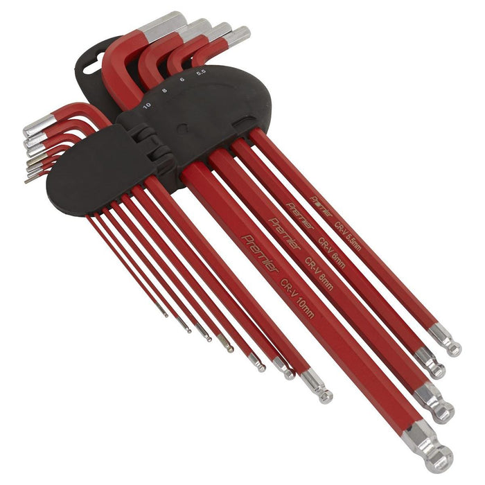 Sealey Ball-End Hex Key Set 11pc Anti-Slip Extra-Long Metric AK7164 Sealey - Town Tools 