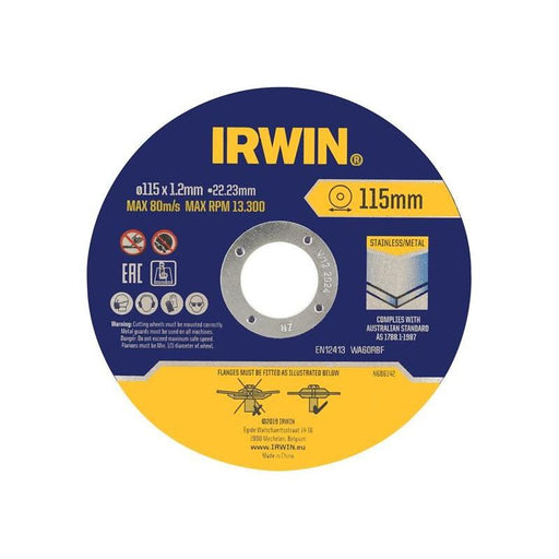 Irwin® Metal Cutting Disc 115 x 1.2 x 22.2mm Tin of 10 IRWIN® - Town Tools