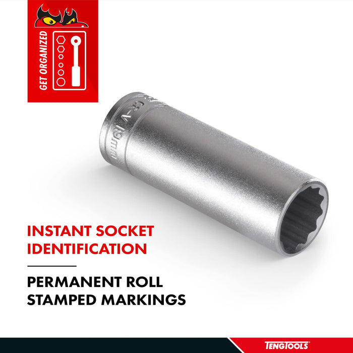 Teng Tools 3/8" Deep Socket 12 pt Metric 11mm Teng Tools - Town Tools 