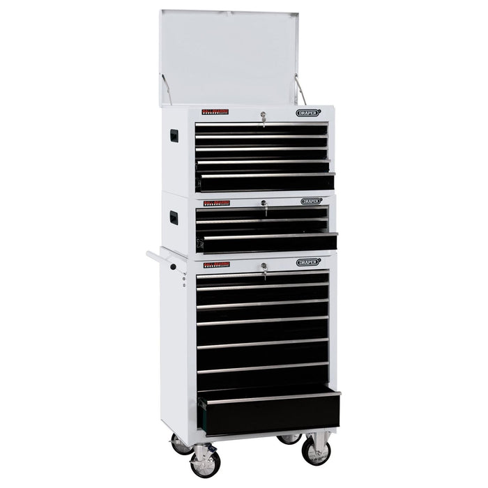 Draper Combined Roller Cabinet and Tool Chest, 15 Drawer, 26", White 04597 Draper - Town Tools 