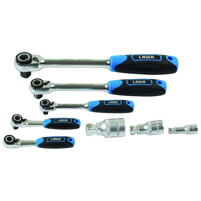 Laser Micro Head Ratchet Set 1/4"D, 3/8"D, 1/2"D 8pc 7548 Laser - Town Tools 