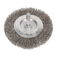 Sealey Flat Wire Brush Stainless Steel 75mm with 6mm Shaft SFBS75