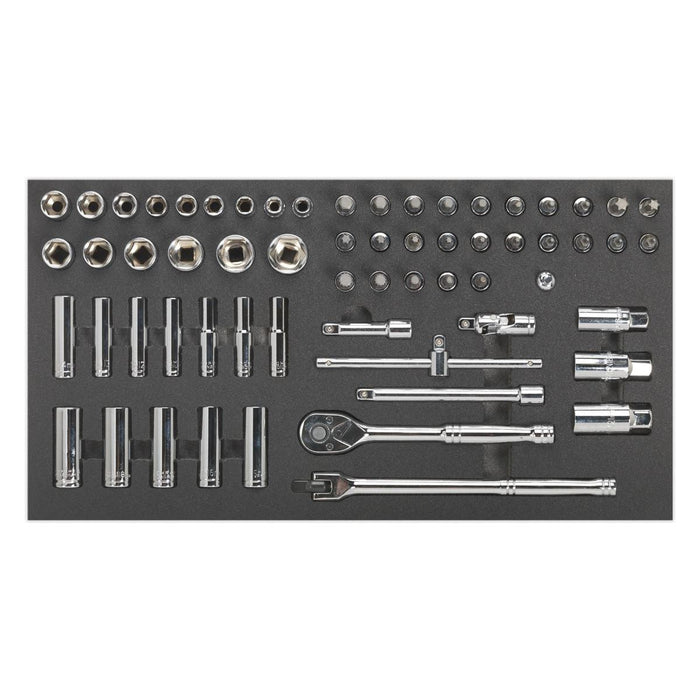 Sealey Tool Tray with Socket Set 62pc 3/8"Sq Drive Metric S01120