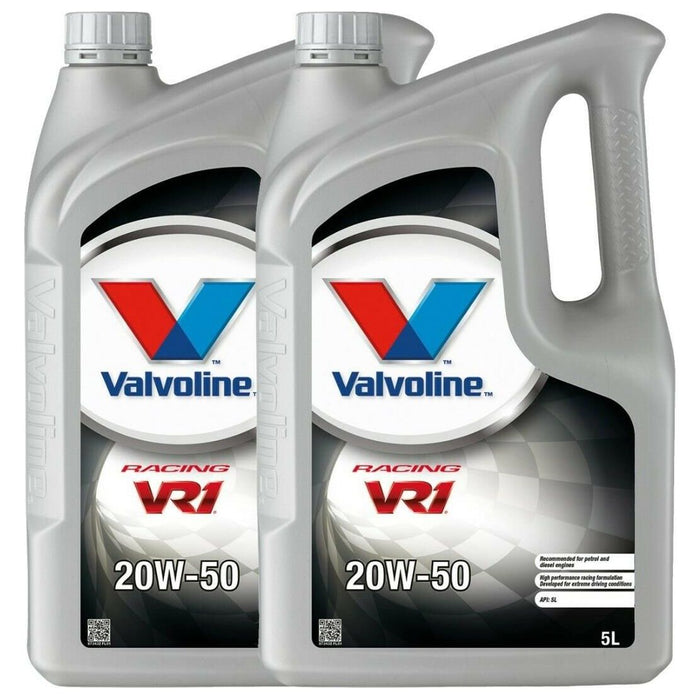 2x Valvoline VR1 Racing 20W-50 Highly Refined 20W50 Mineral Engine Oil 5 Litres 5L