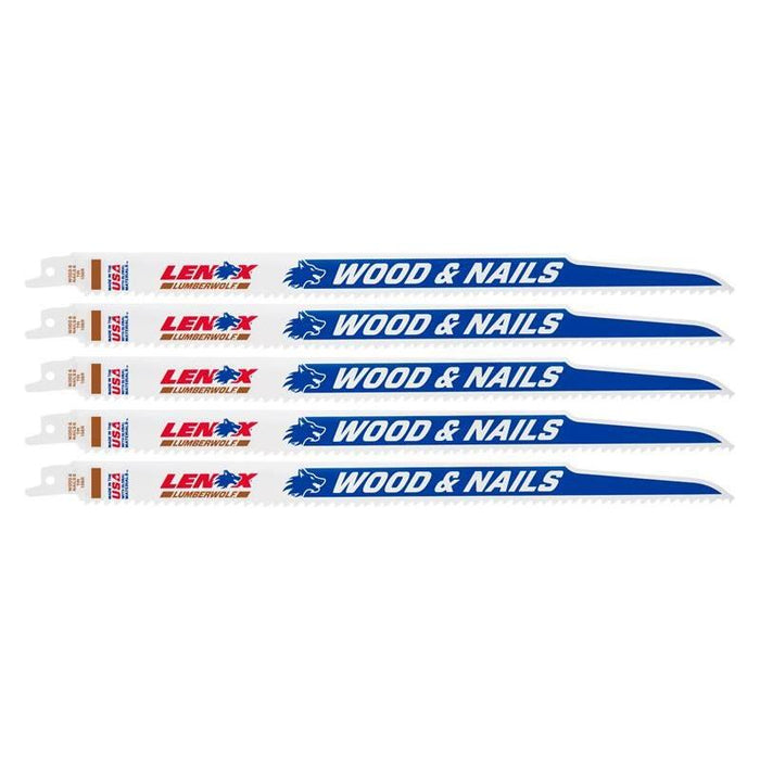 Lenox LumberWolf Reciprocating Saw Blade 305 x 19 x 1.3mm 6 TPI (Pack 5) LENOX - Town Tools