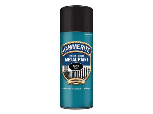 Hammerite Direct to Rust Smooth Finish Aerosol Satin Black 400ml Hammerite - Town Tools