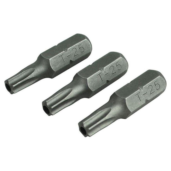 Faithfull Security S2 Grade Steel Screwdriver Bits T25S x 25mm (Pack 3) Faithfull - Town Tools