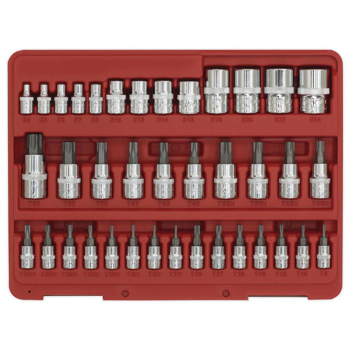 Sealey TRX-Star* Socket & Security Socket Bit Set 38pc 1/4" 3/8" & 1/2"Sq Drive Sealey - Town Tools 