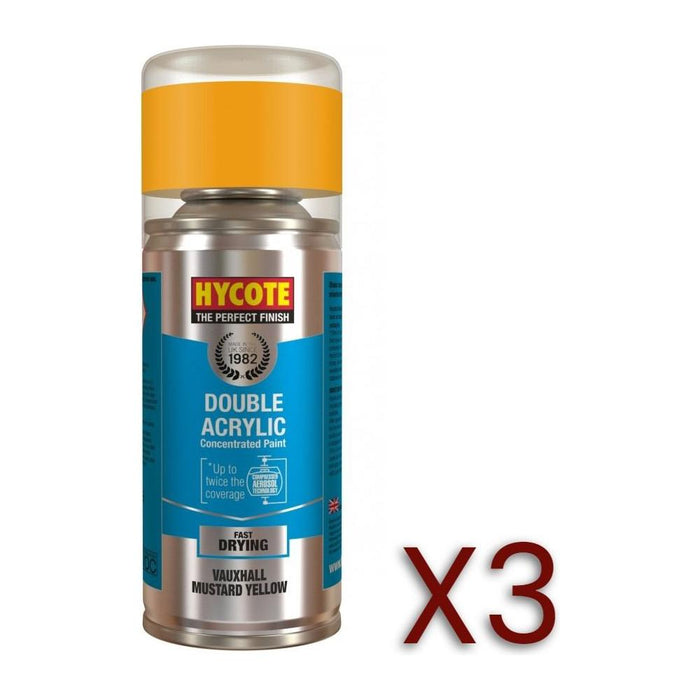 3x Hycote Aerosol Paint for Vauxhall Mustard Yellow 150ml Hycote - Town Tools 