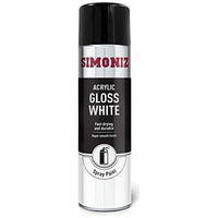 6x Simoniz Large Gloss White Acrylic Aerosol Auto Car Spray Paint 500ml SIMP18D
