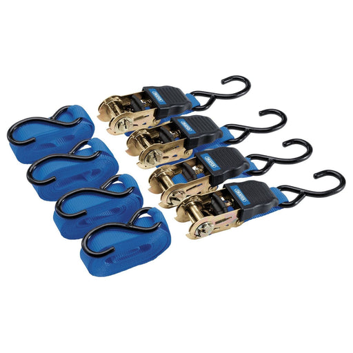 Draper Ratcheting Tie Down Straps, 4.5m x 25mm, 225kg (4 Piece) 92771 Draper - Town Tools 