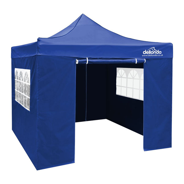 Dellonda 3x3m Pop-Up Gazebo & Side Walls Water Resistant Fabric - Blue