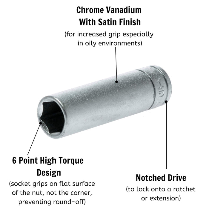 Teng Tools 3/8" Deep Socket 6 pt Metric 8mm Teng Tools - Town Tools 