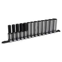 Sealey Socket Set Deep 13pc 1/2"Sq Drive Metric Black Series AK7995