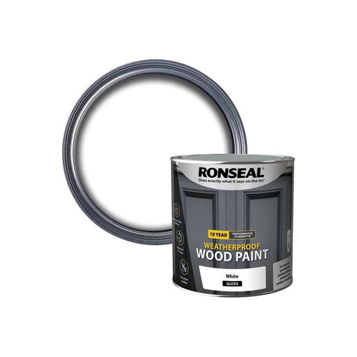 Ronseal 10 Year Weatherproof Wood Paint White Gloss 2.5 litre Ronseal - Town Tools
