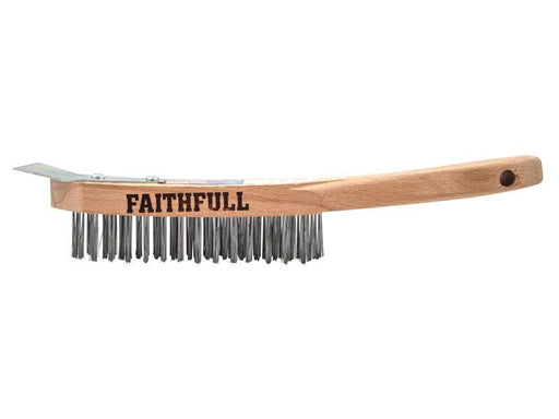 Faithfull Heavy-Duty Scratch Brush with Scraper - 4 Row Faithfull - Town Tools