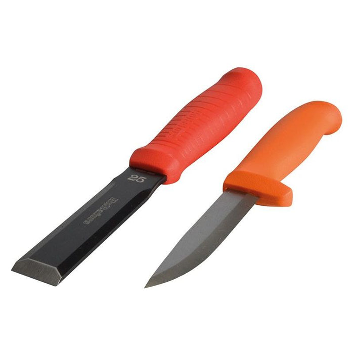 Hultafors Chisel EDC 25mm & Craftsmen's Knife HVK in a Double Holster Hultafors - Town Tools