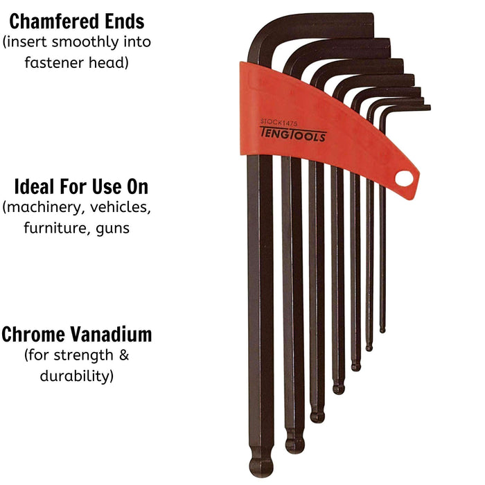 Teng Tools Ball Point Hex Key Set 7 Pieces Teng Tools - Town Tools 