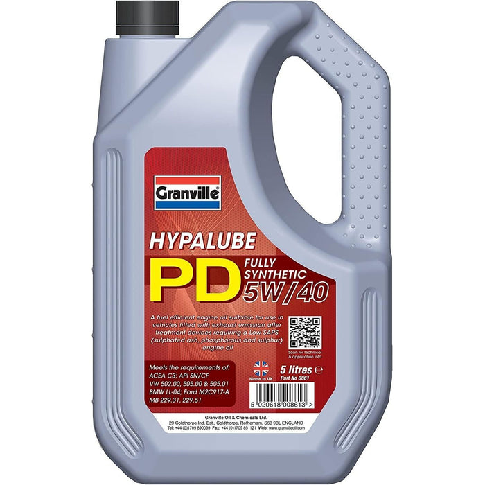 Granville Hypalube PD Fully Synthetic 5W/40 Engine Oil Additive VW 505 5 Litre Granville - Town Tools 