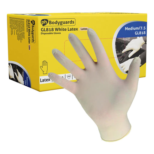 Bodyguards Powder Free White Latex Disposable Gloves XL Box of 100 Bodyguard - Town Tools 