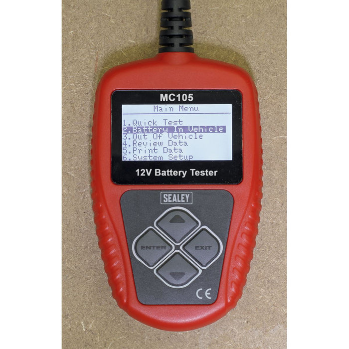 Sealey Motorcycle Digital Battery Tester 12V MC105 Sealey - Town Tools 