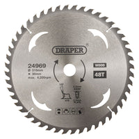 Draper TCT Circular Saw Blade for Wood, 315 x 30mm, 48T 24969