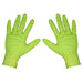 Diamond Grip Extra-Thick Nitrile Powder-Free Gloves Hi-Vis Green XL Pack of 50 Sealey - Town Tools 