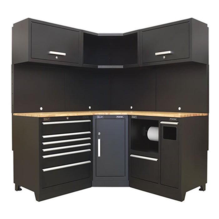 Sealey Premier Premier Corner Storage System with Oak Worktop 1.7m APMSCOMBO6W Sealey Premier - Town Tools 