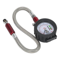 Sealey Tyre Pressure Gauge & Tyre Tread Depth Gauge Flexible Hose 0-8bar(0-120ps