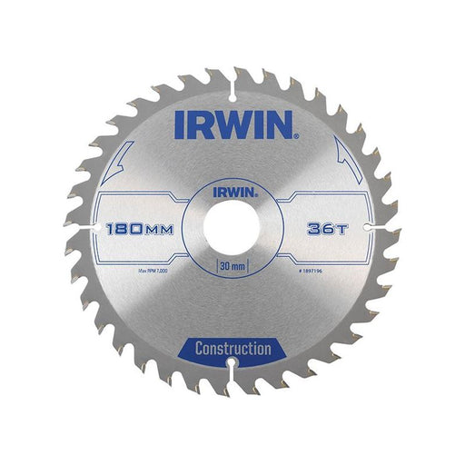 Irwin® Construction Circular Saw Blade 180 x 30mm x 36T ATB IRWIN® - Town Tools