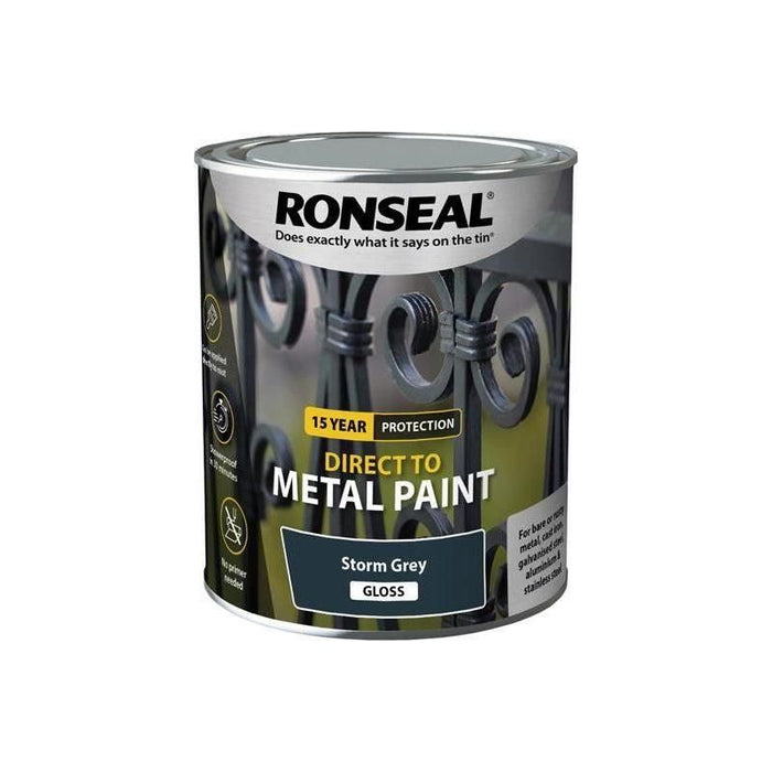 Ronseal Direct to Metal Paint Storm Grey Gloss 750ml Ronseal - Town Tools