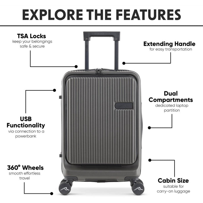 Dellonda Cabin Size Luggage with Laptop Compartments & Dual TSA Lock 20"