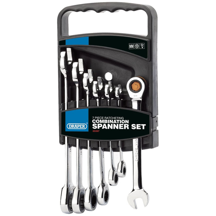 Draper HI-TORQ Metric Ratcheting Combination Spanner Set (7 Piece) Draper - Town Tools 