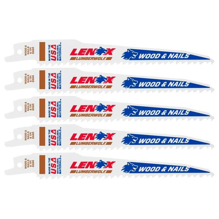 Lenox LumberWolf Reciprocating Saw Blade 152 x 19 x 1.3mm 6 TPI (Pack 5) LENOX - Town Tools