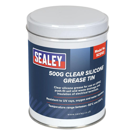 Sealey Silicone Clear Grease 500g Tin SCS102 Sealey - Town Tools 