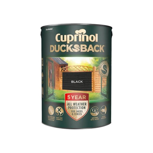 Cuprinol Ducksback 5 Year Waterproof for Sheds & Fences Black 5 litre Cuprinol - Town Tools