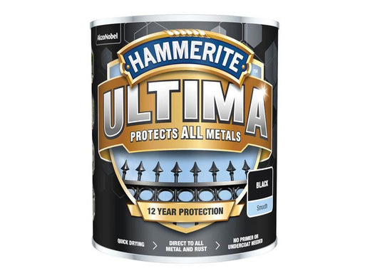 Hammerite Ultima Metal Paint Smooth Black 750ml Hammerite - Town Tools