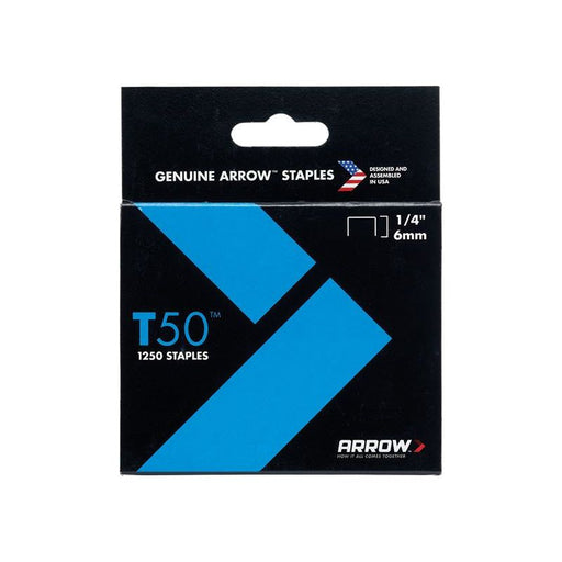 Arrow T50 Staples 6mm (1/4in) (Pack 5000, 4 x 1250) Arrow - Town Tools