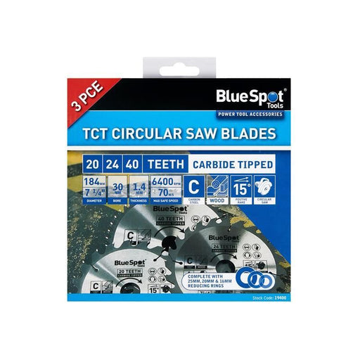 Bluespot Tools 184mm Circular Saw Blade Set, 3 Piece BlueSpot Tools - Town Tools