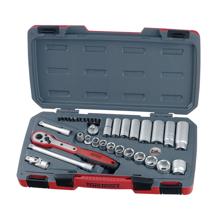 Teng Tools MECCA PRO 3/8" Socket Set 6 pt AF 35 Pieces Teng Tools - Town Tools 
