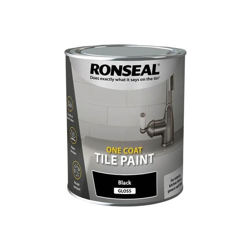 Ronseal One Coat Tile Paint Black Gloss 750ml Ronseal - Town Tools