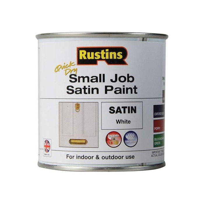 Rustins Quick Dry Small Job Satin Paint White 250ml Rustins - Town Tools