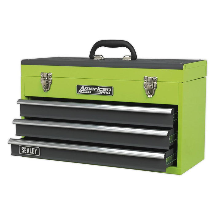 Sealey Tool Chest 3 Drawer Portable with Ball-Bearing Slides Hi-Vis Green/Grey Sealey - Town Tools 