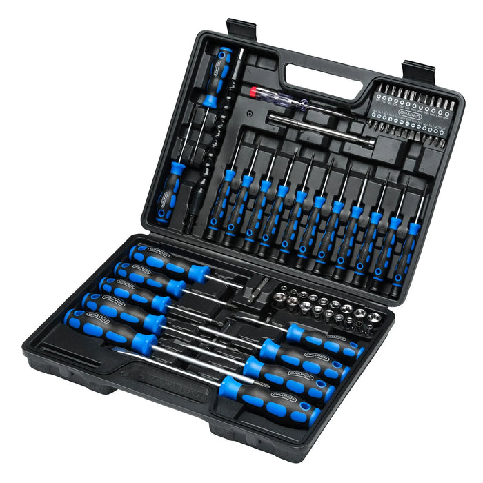 Draper Screwdriver, Socket and Bit Set, Blue (70 Piece) - 865/70
