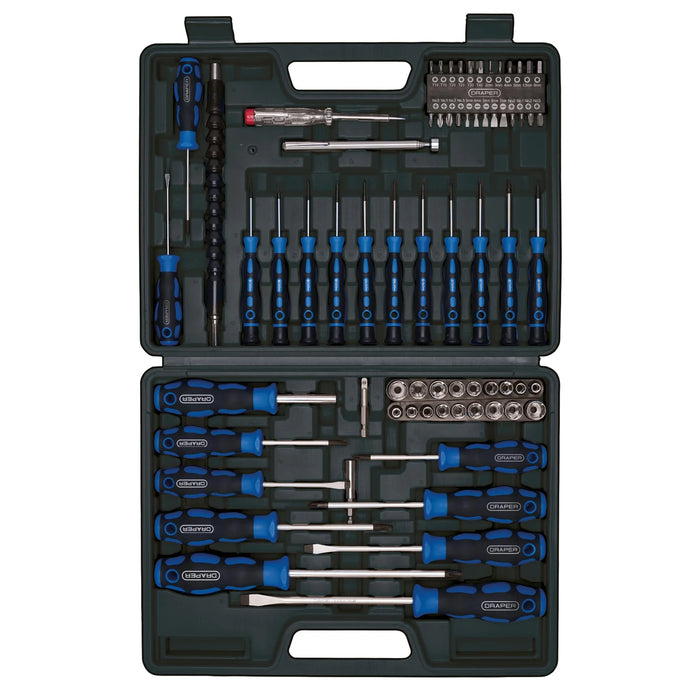 Draper Screwdriver, Socket and Bit Set, Blue (70 Piece) - 865/70