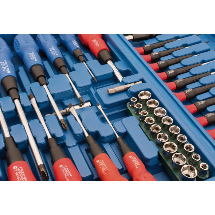Draper Screwdriver, Socket and Bit Set, Blue (70 Piece) - 865/70